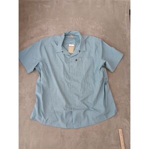 NWT Gander Mountain Mens Channel Blue Poly Shirt 2XL Button Short Sleeve
